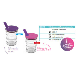 Sundo Rillenbecher mit Temperaturanzeige